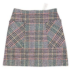NWT Maeve Bijou Plaid Knit tweed mini skirt with pockets, size 2